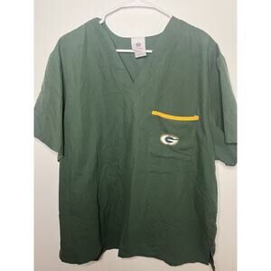 NFL Green Bay Packers Men L Scrub Top Shirt Sports Fan Merch Nursing